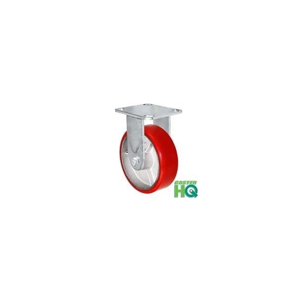 6"x2" Kingpinless Rigid Plate Caster, Polyurethane on Steel Wheel -